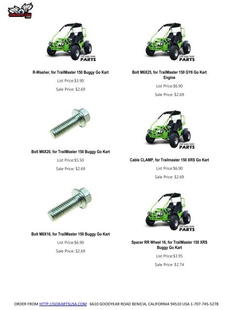 Parts Catalog | for TrailMaster 150 Go Kart | Challenger, Blazer, Kinroad, Roketa