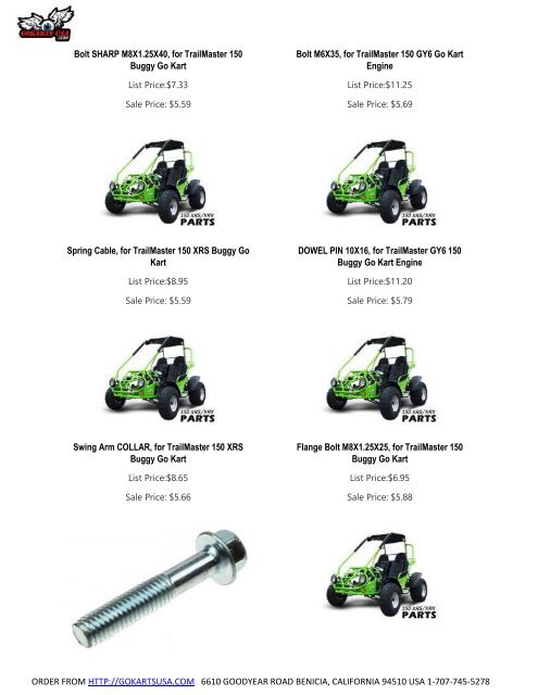 Parts Catalog | for TrailMaster 150 Go Kart | Challenger, Blazer, Kinroad, Roketa