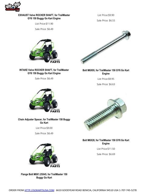 Parts Catalog | for TrailMaster 150 Go Kart | Challenger, Blazer, Kinroad, Roketa