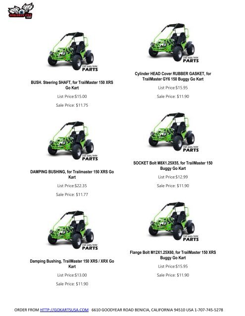 Parts Catalog | for TrailMaster 150 Go Kart | Challenger, Blazer, Kinroad, Roketa