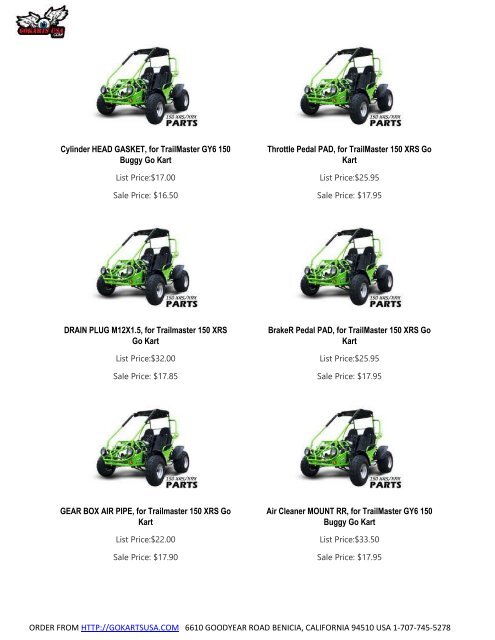 Parts Catalog | for TrailMaster 150 Go Kart | Challenger, Blazer, Kinroad, Roketa