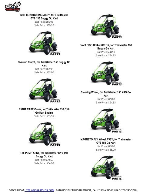 Parts Catalog | for TrailMaster 150 Go Kart | Challenger, Blazer, Kinroad, Roketa