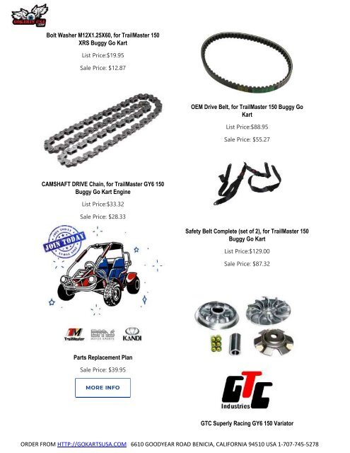 Parts Catalog | for TrailMaster 150 Go Kart | Challenger, Blazer, Kinroad, Roketa