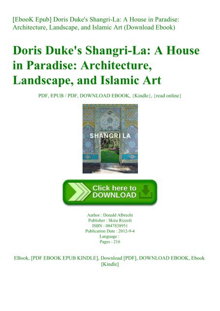 [EbooK Epub] Doris Duke&#039;s Shangri-La A House in Paradise Architecture  Landscape  and Islamic Art (Download Ebook)