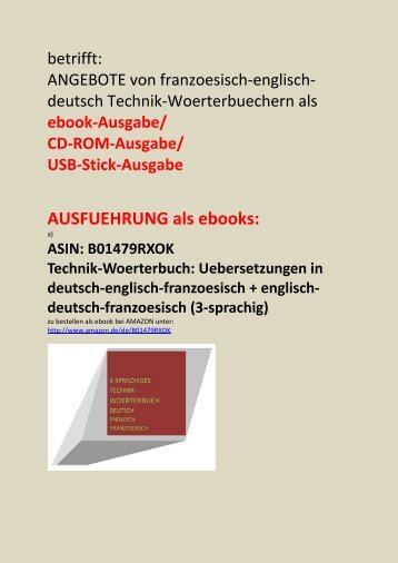 franzoesisch-englisch-deutsch Technik-Woerterbuch: als ebook/ CD-ROM/ USB-Stick