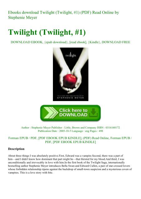 Ebooks Download Twilight Twilight 1 Pdf Read Online By Stephenie Meyer