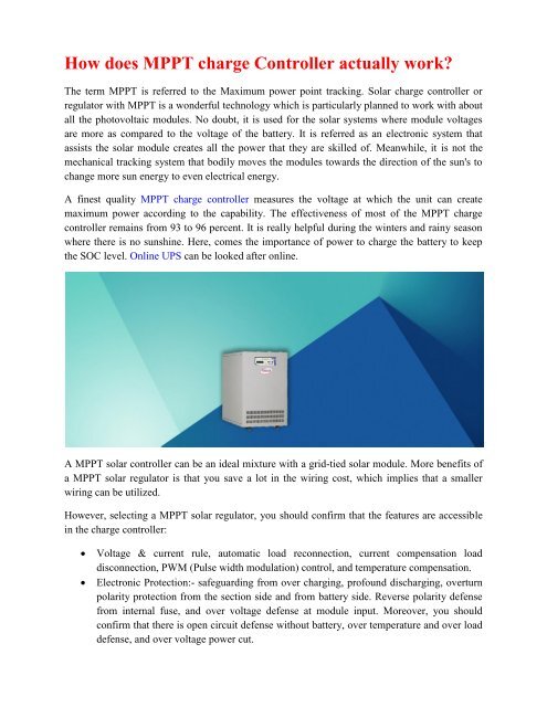 How does MPPT charge Controller actually work