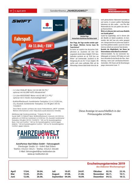 Dübener Wochenspiegel - Ausgabe 06 - Jahrgang 2019