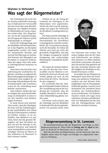 Lorenzner Bote - Auszug aus der Ausgabe April 2003
