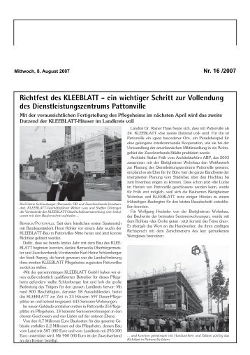 Richtfest des KLEEBLATT - ein wichtiger Schritt zur ... - Pattonville