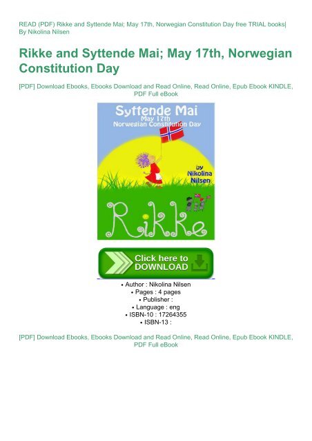 READ (PDF) Rikke and Syttende Mai; May 17th, Norwegian Constitution Day free TRIAL books| By Nikolina Nilsen