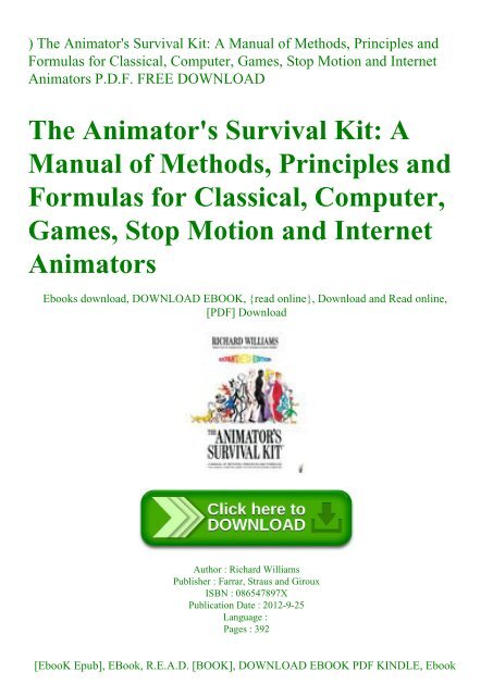 richard williams animation survival kit pdf richard williams animation survival kit pdf