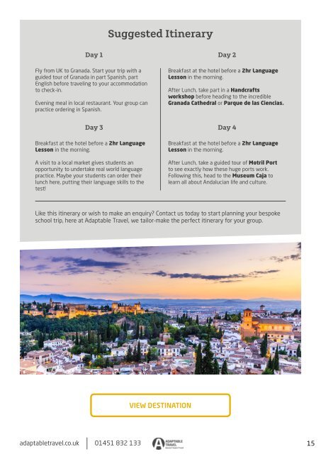 Adaptable Travel's Modern Foreign Language tours brochure