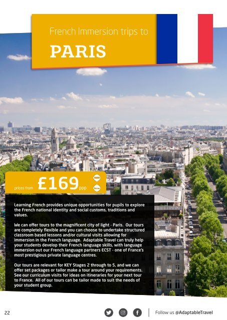 Adaptable Travel's Modern Foreign Language tours brochure