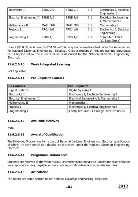 School of Engineering prospectus 2012 - Walter Sisulu University