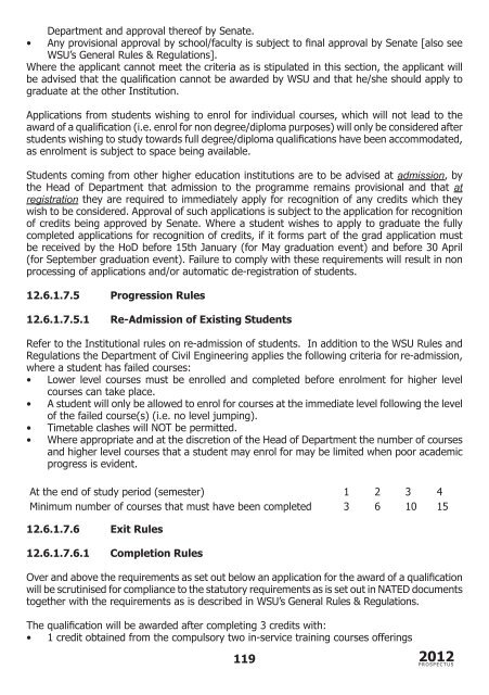 School of Engineering prospectus 2012 - Walter Sisulu University