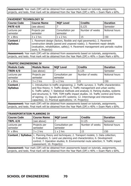 School of Engineering prospectus 2012 - Walter Sisulu University