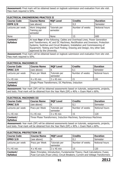 School of Engineering prospectus 2012 - Walter Sisulu University