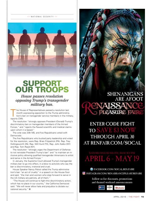 THE FIGHT SOCAL'S LGBTQ MONTHLY MAGAZINE APRIL 2019