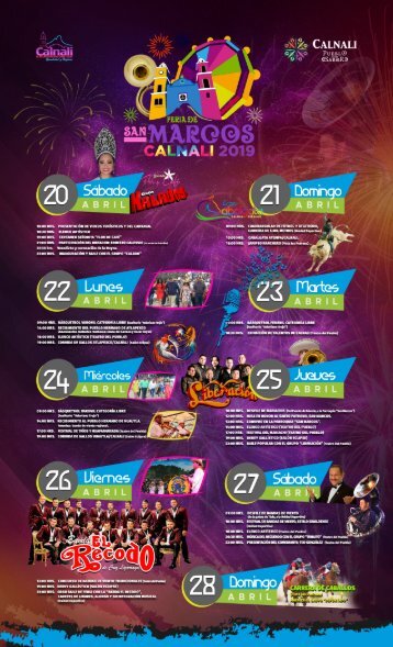 Cartelera de la Feria de San Marcos, Calnali 2019