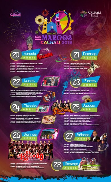 Cartelera de la Feria de San Marcos, Calnali 2019