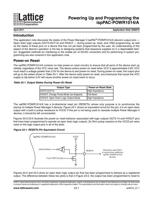 Powering Up and Programming the ispPAC-POWR1014/A - Lattice ...