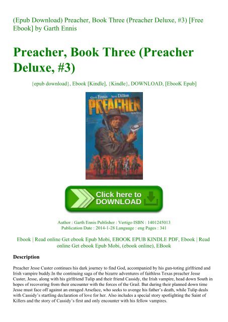 Epub Download Preacher Book Three Preacher Deluxe 3 Free Ebook By Garth Ennis