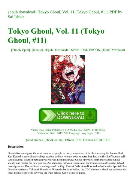 {epub download} Tokyo Ghoul  Vol. 11 (Tokyo Ghoul  #11) PDF by Sui Ishida