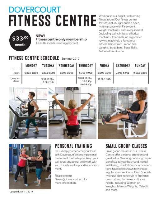 Dovercourt fitness centre membership flyer