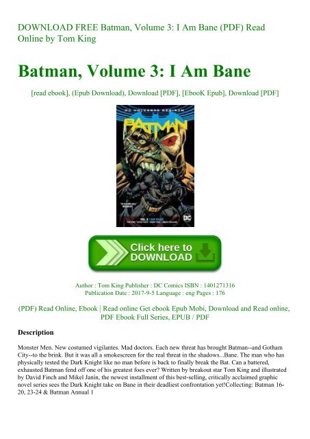 Download Free Batman Volume 3 I Am Bane Pdf Read Online By Tom King