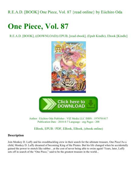 R E A D Book One Piece Vol 87 Read Online By Eiichiro Oda R E A D Book One Piece Vol 87 Read Online By Eiichiro Oda