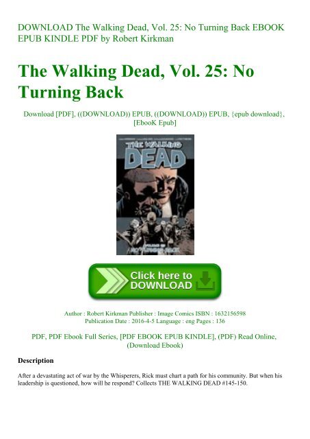 DOWNLOAD The Walking Dead  Vol. 25 No Turning Back EBOOK EPUB KINDLE PDF by Robert Kirkman