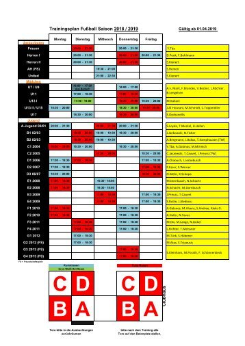 Trainingsplan TuSA 06 FRÜHJAHR 2018/2019