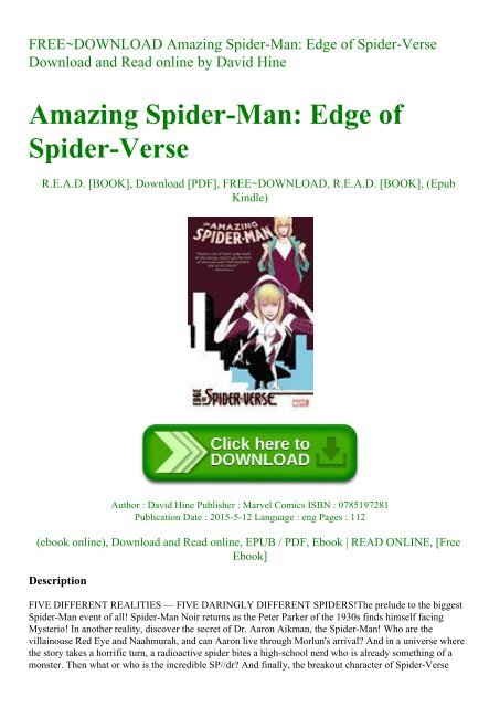 FREE~DOWNLOAD Amazing Spider-Man Edge of Spider-Verse Download and Read online by David Hine