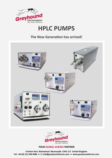 Greyhound Chromatography HPLC PUMPS CATALOGUE 2019 