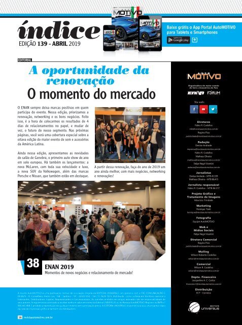 REVISTA AUTOMOTIVO - EDIÇÃO 139 - ABRIL DE 2019