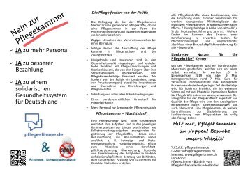 Nein zur Pflegekammer Infoblatt 