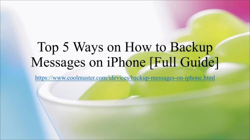 How to Backup Messages on iPhone