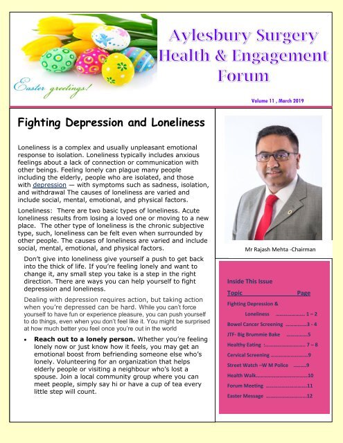 Aylesbury Surgery Health and Engagement Newsletter Volume  11- March 2019..