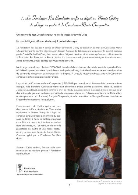 Musée Grétry - Dépôt de la Fondation Baudoin-Stradivarius de l&amp;#039;Espoir et Nouveautés