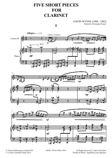 5 Short Pieces for Clarinet & Piano - Full Score