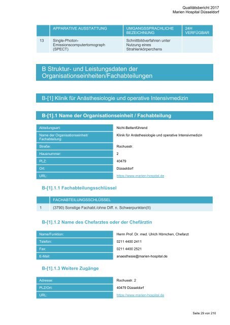 Qualitätsbericht 2017 - Marien Hospital Düsseldorf