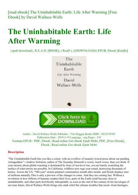 Read Ebook The Uninhabitable Earth Life After Warming Free Ebook By David Wallace Wells