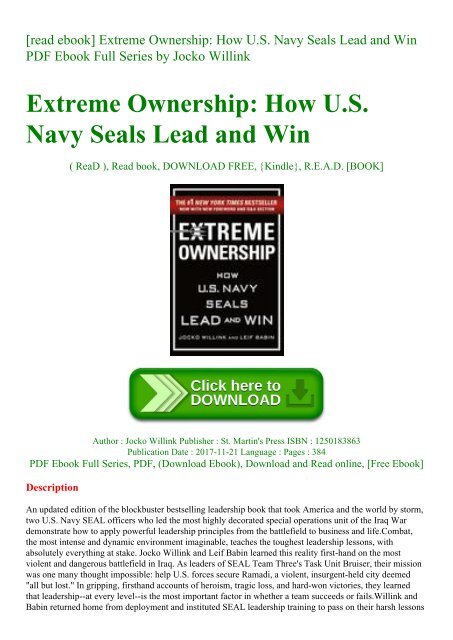 Read Ebook Extreme Ownership How U S Navy Seals Lead And Win Pdf Ebook Full Series By