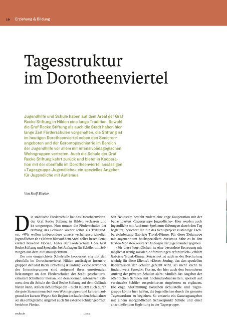 recke:in - Das Magazin der Graf Recke Stiftung   Ausgabe 1/2019