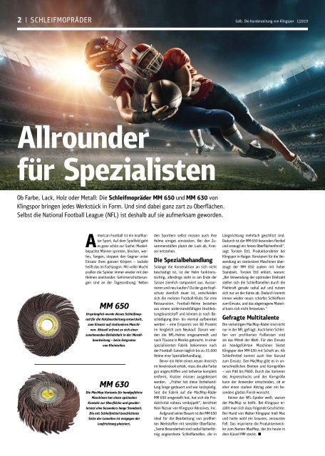 Gelb. Die Kundenzeitung von Klingspor - Ausgabe 1|2019