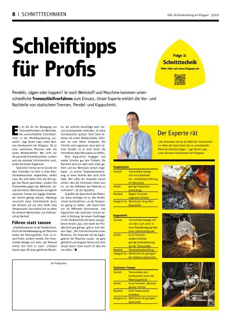 Gelb. Die Kundenzeitung von Klingspor - Ausgabe 1|2019