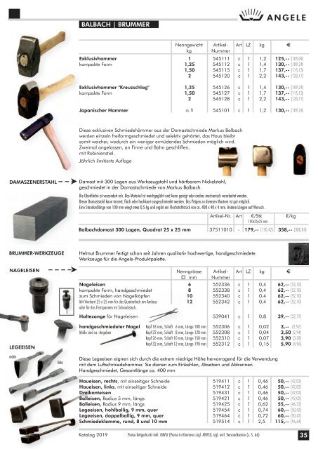 Angele Schmiedetechnik Katalog 2019