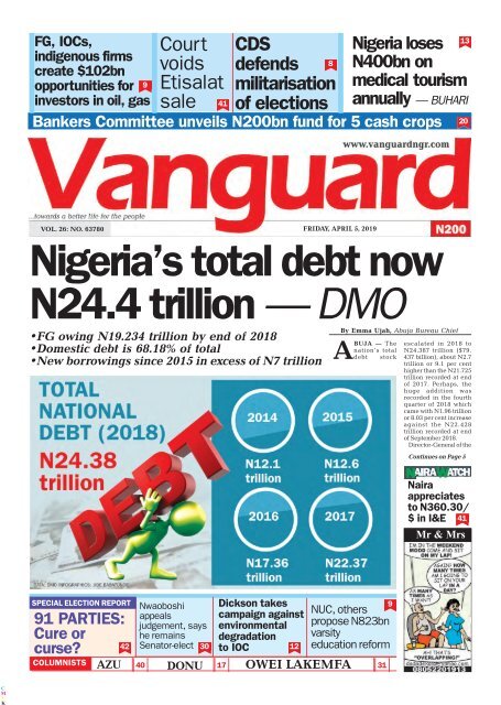 05042019 - Nigeria's total debt now N24.4 trillion — DMO