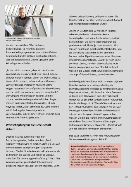 Humanismus 4.0 - Und wo bleibt der Mensch? - Das SHE works! Magazin im April 2019